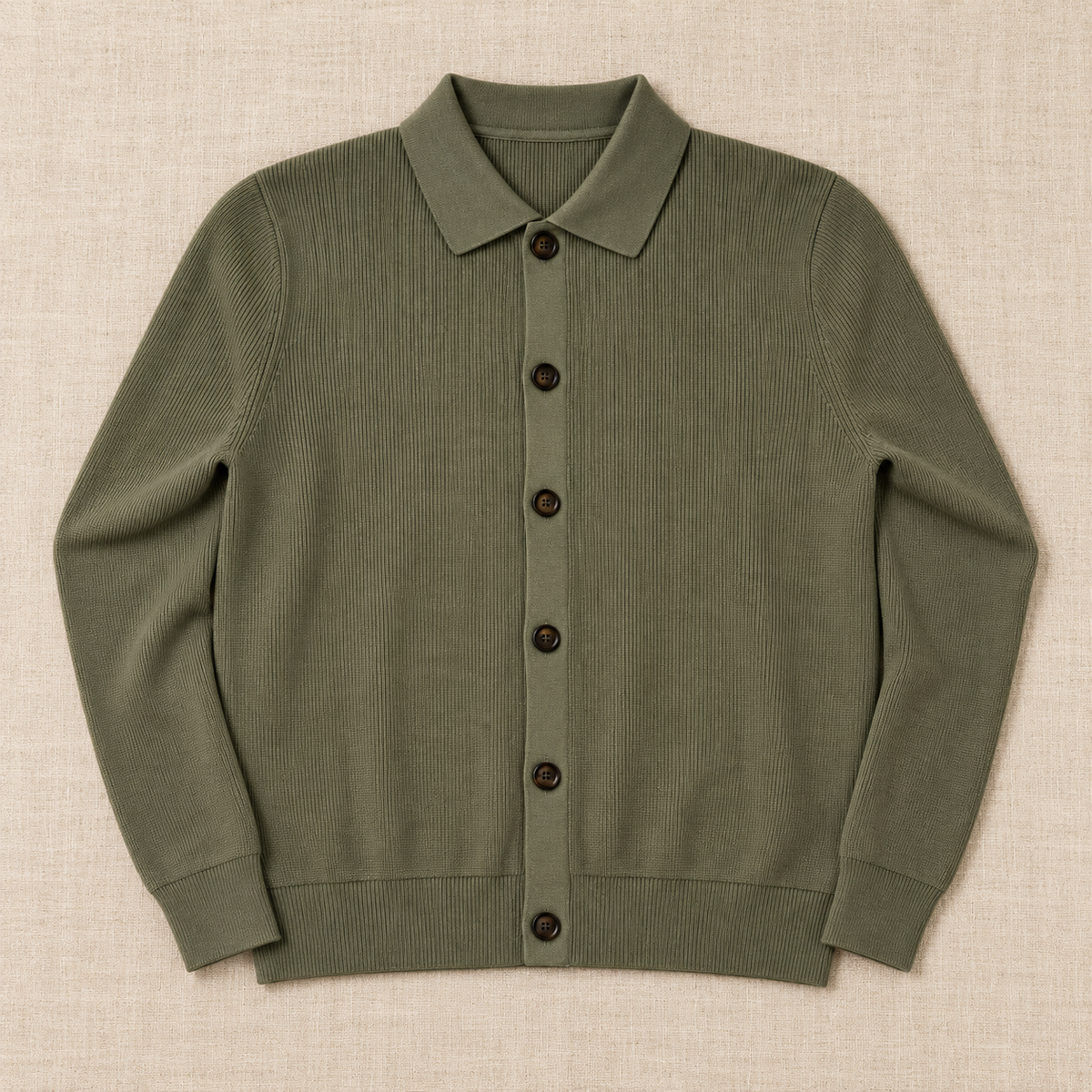 Men's Wool Blend Collared Cardigan Sweater