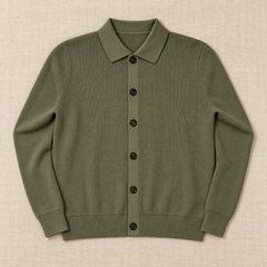 Men's Wool Blend Collared Cardigan Sweater