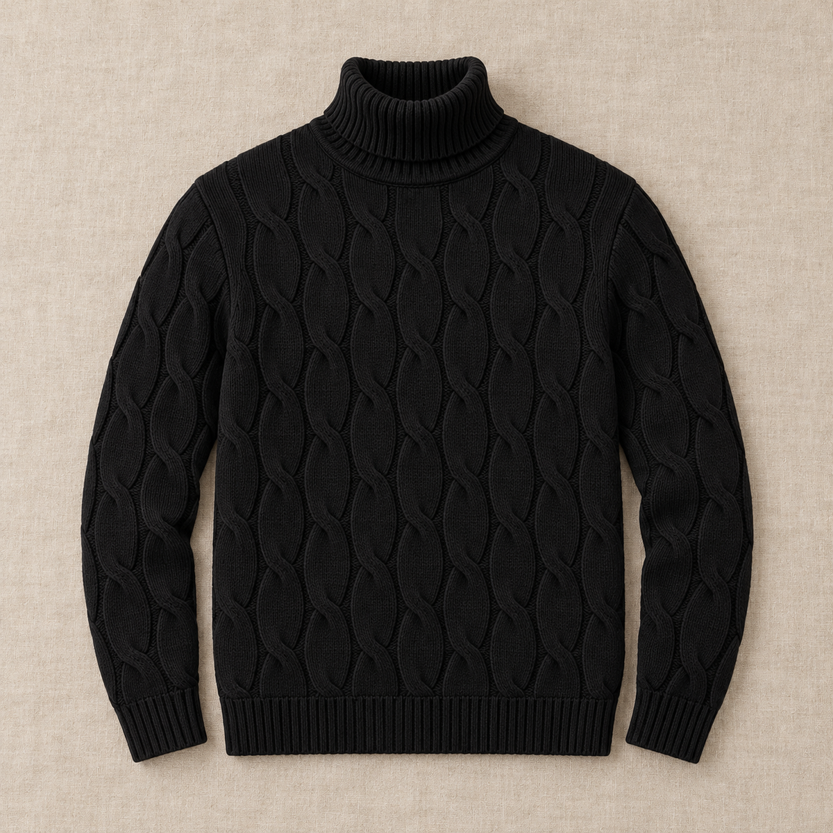 Men's Cable Knit Turtleneck Sweater - Chunky Pullover