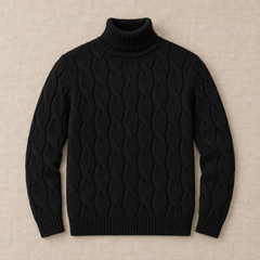 Men's Cable Knit Turtleneck Sweater - Chunky Pullover