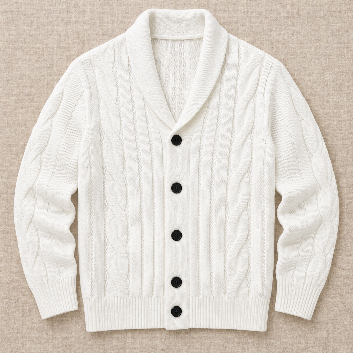 Men's Cable Knit Button-Up Cardigan Sweater