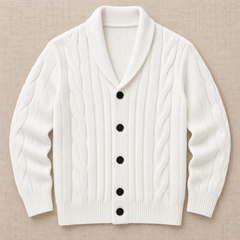 Men's Cable Knit Button-Up Cardigan Sweater