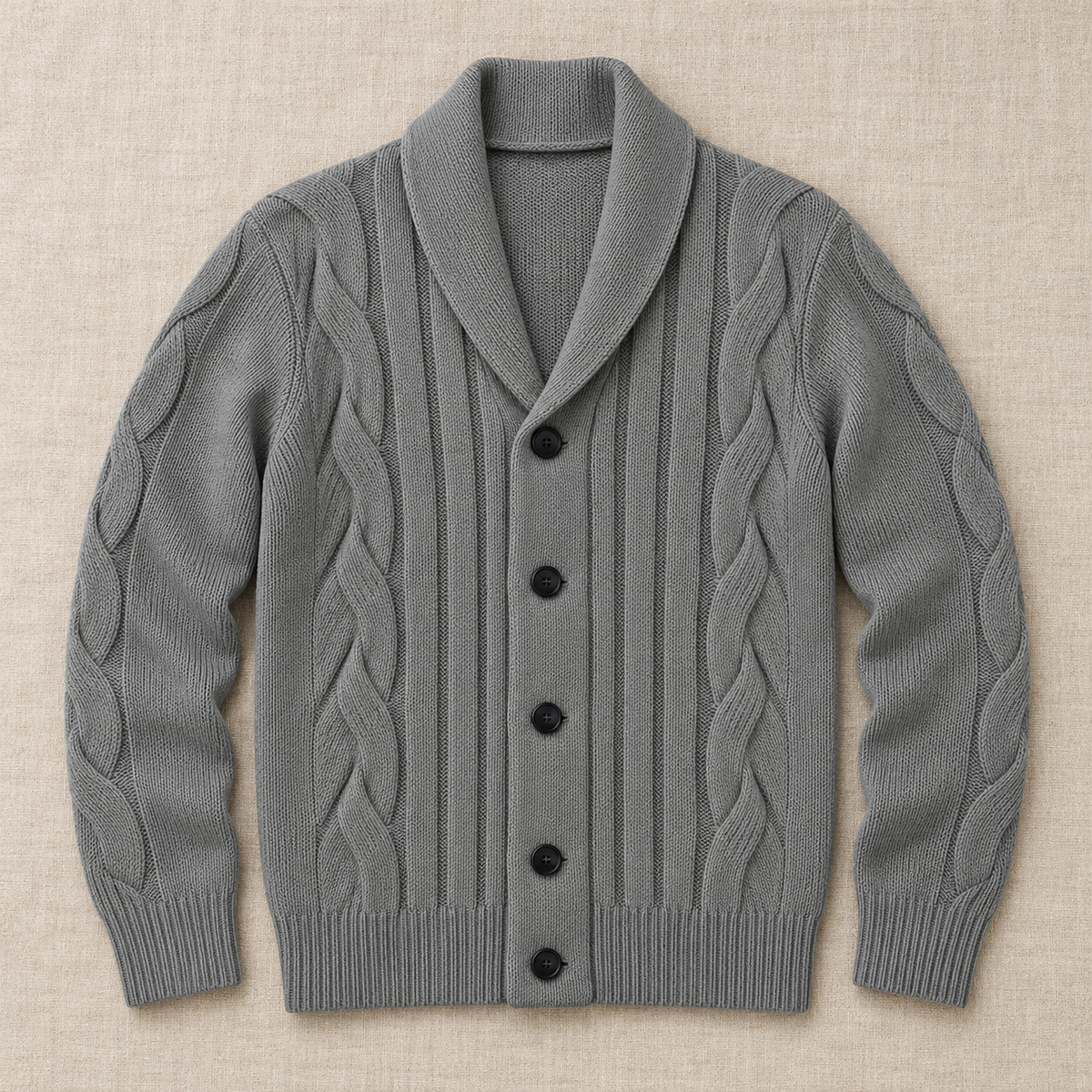 Men's Cable Knit Button-Up Cardigan Sweater