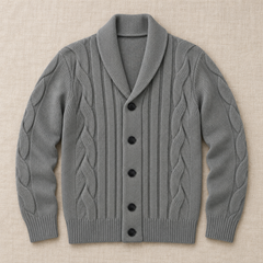 Men's Cable Knit Button-Up Cardigan Sweater