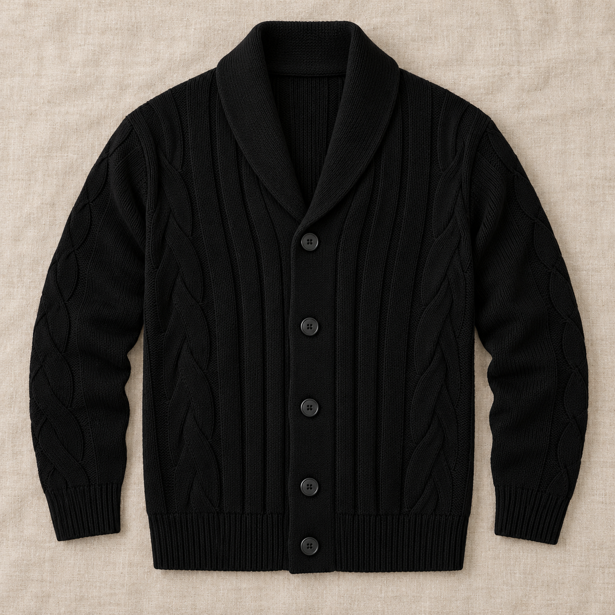 Men's Cable Knit Button-Up Cardigan Sweater