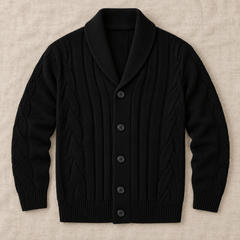 Men's Cable Knit Button-Up Cardigan Sweater