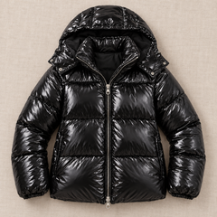 Chaqueta Acolchada Mujer Brillante con Capucha