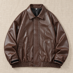 Men's Classic Faux Leather Jacket - Timeless Everyday Fit