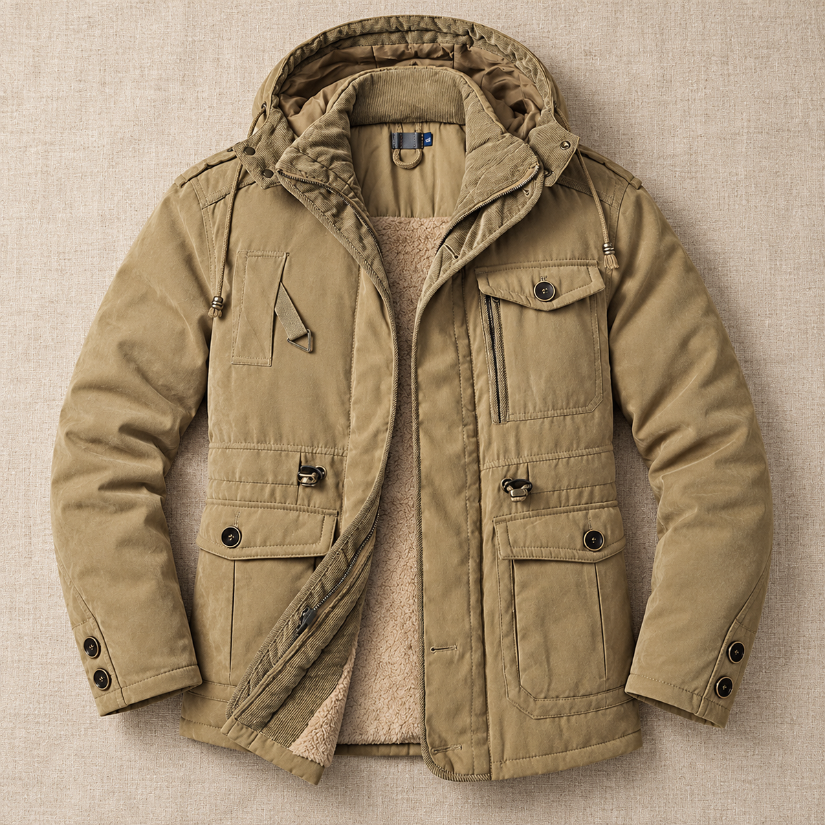 Men's Hooded Winter Utility Jacket - Warm Field Coat