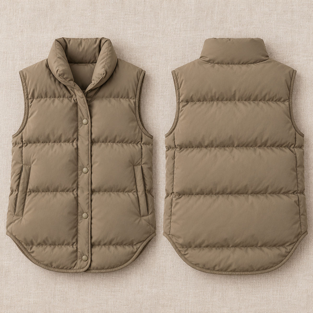 Women's Quilted Puffer Vest - Sleeveless Zip-Up Gilet