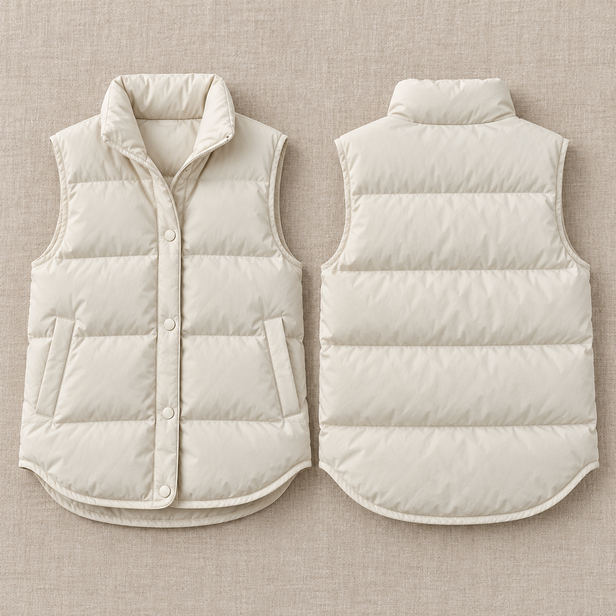 Women's Quilted Puffer Vest - Sleeveless Zip-Up Gilet