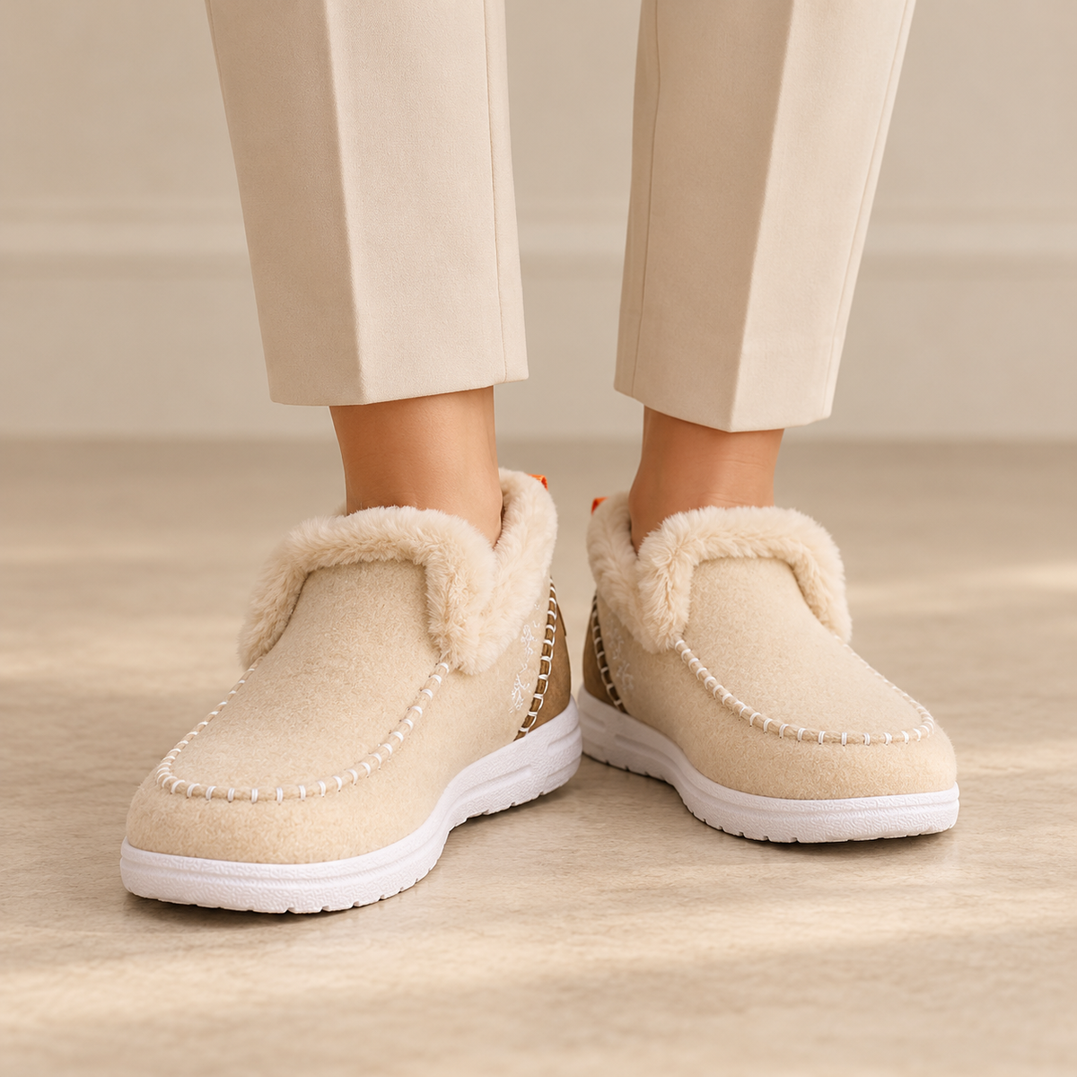 Women's Fleece-Lined Winter Moccasins - Warm Slip-On Loafers