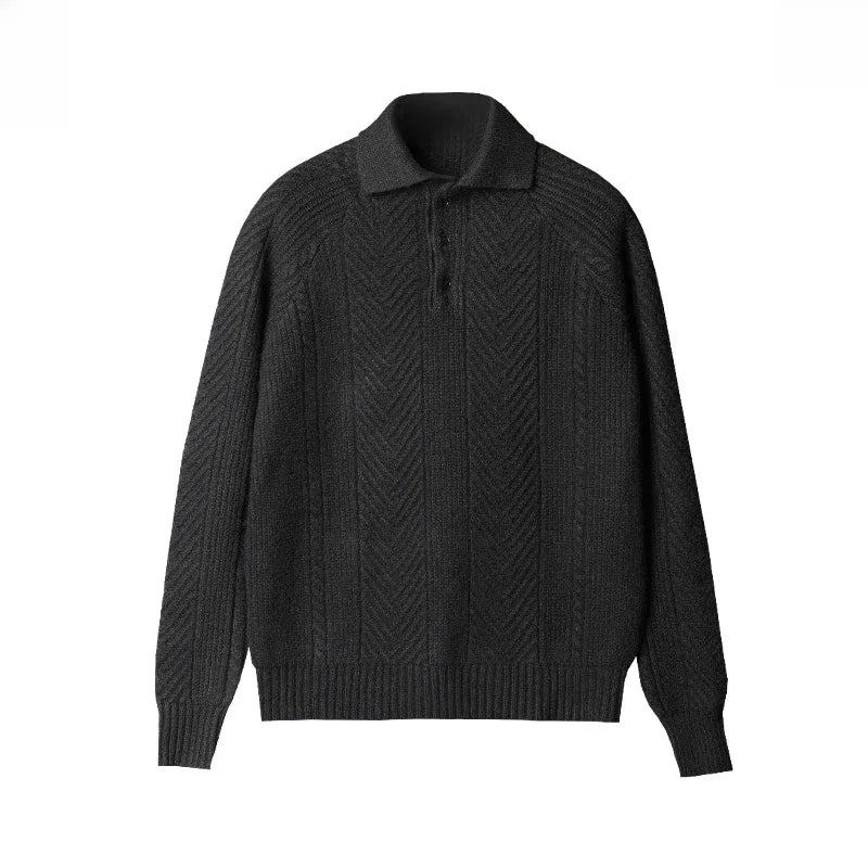 Polo Hombre de Punto Manga Larga con Estampado