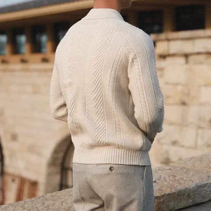Polo Hombre de Punto Manga Larga con Estampado