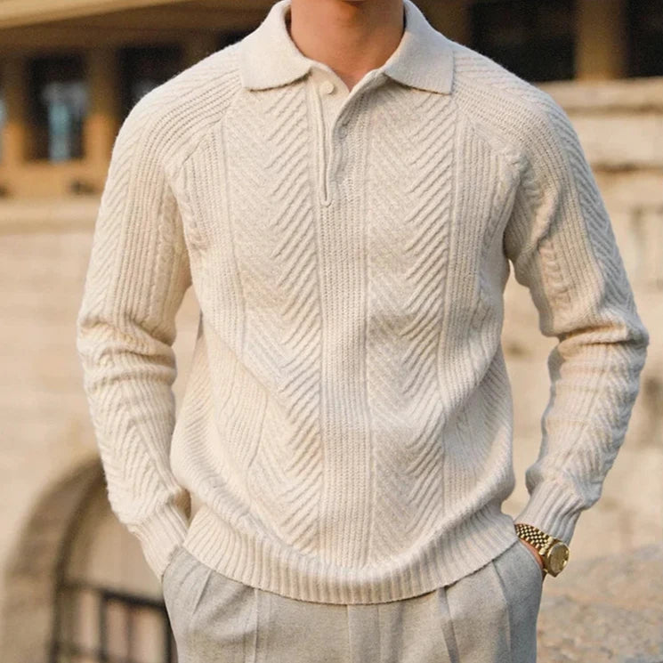 Polo Hombre de Punto Manga Larga con Estampado