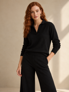 Women's Knitted Polo and Harem Pants Set