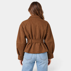 Chaqueta Bomber de Ante Oversize Mujer