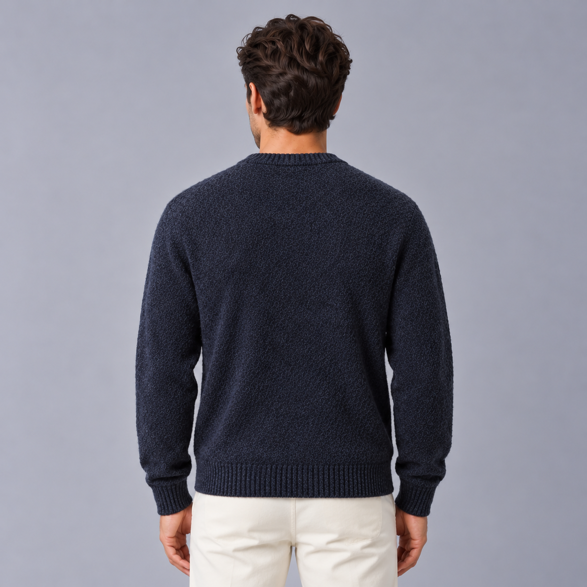 Men's Brushed Wool Knit Sweater - Soft Crew Neck Pullover