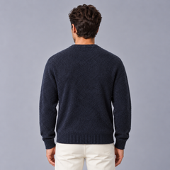 Men's Brushed Wool Knit Sweater - Soft Crew Neck Pullover