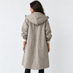 Gabardina Mujer Impermeable con Capucha Larga