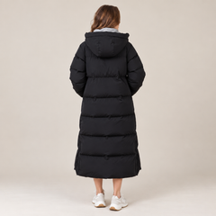 Abrigo Largo Acolchado de Plumón para Mujer con Capucha, Impermeable