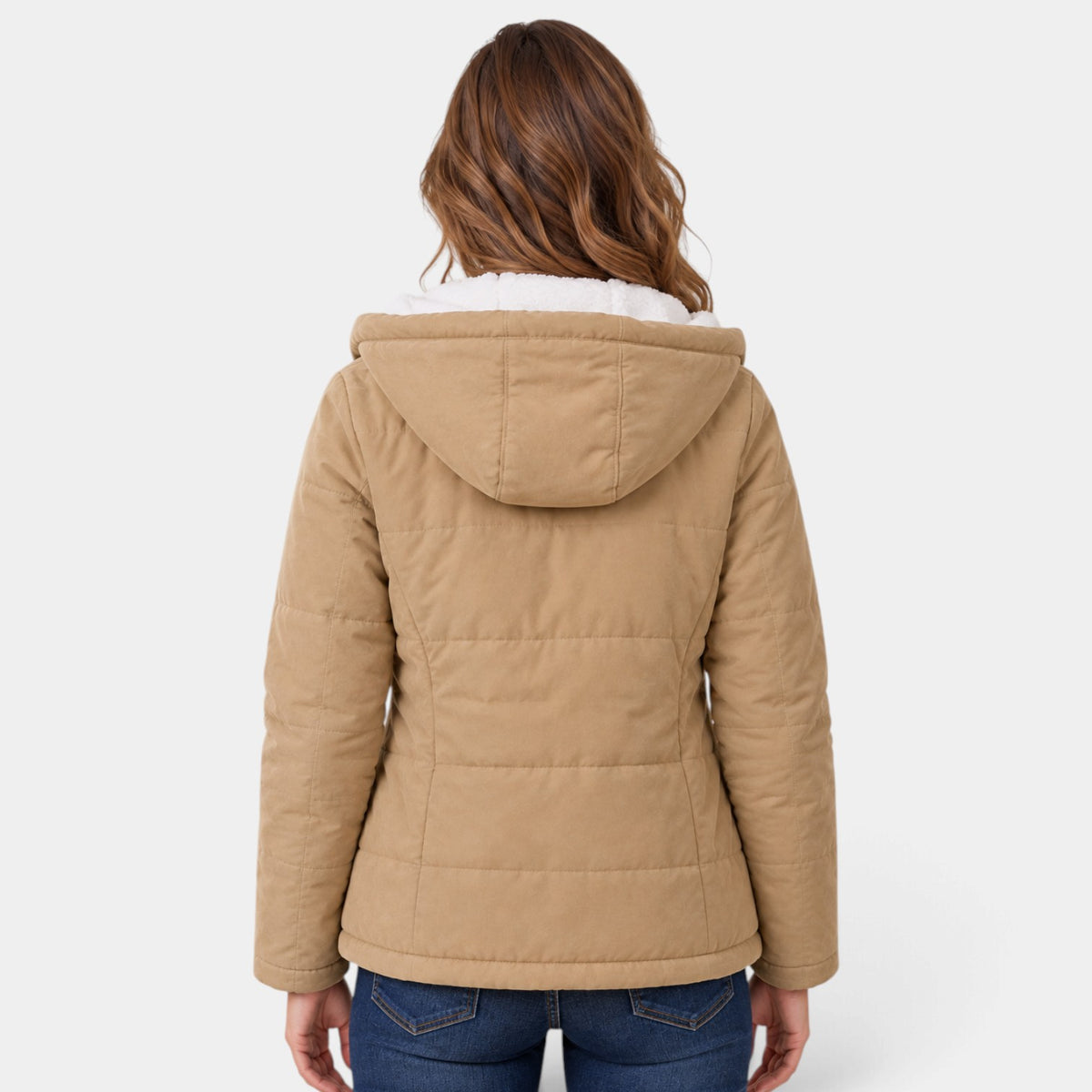 Chaqueta Acolchada con Capucha y Forro Polar Sherpa