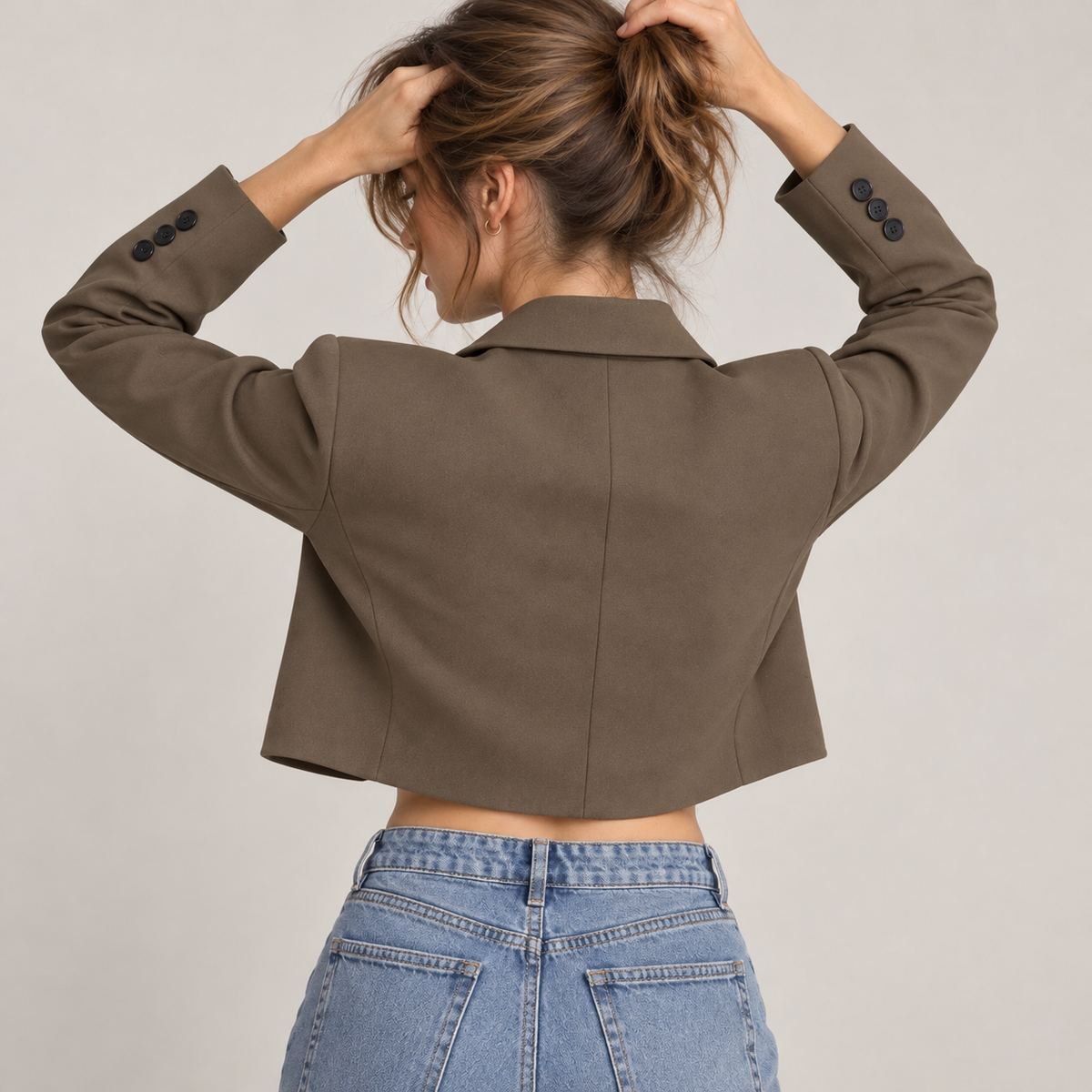 Blazer Corto Mujer de Solapa con Cierre de un Botón