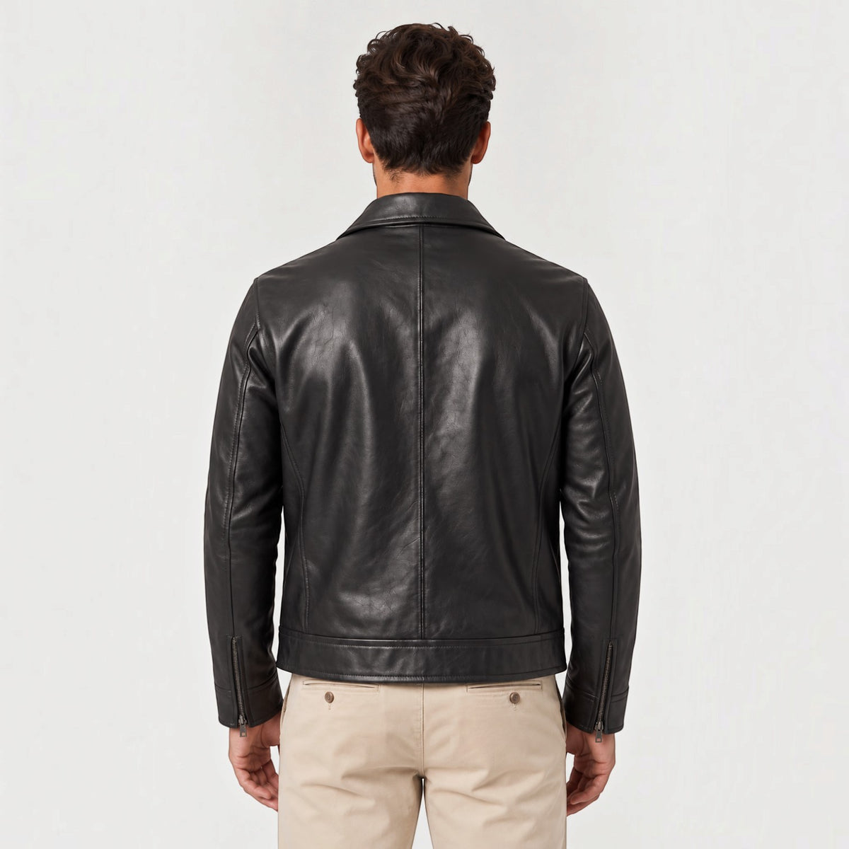 Chaqueta Hombre Efecto Piel Cremallera Corte Regular