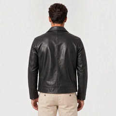 Chaqueta Hombre Efecto Piel Cremallera Corte Regular