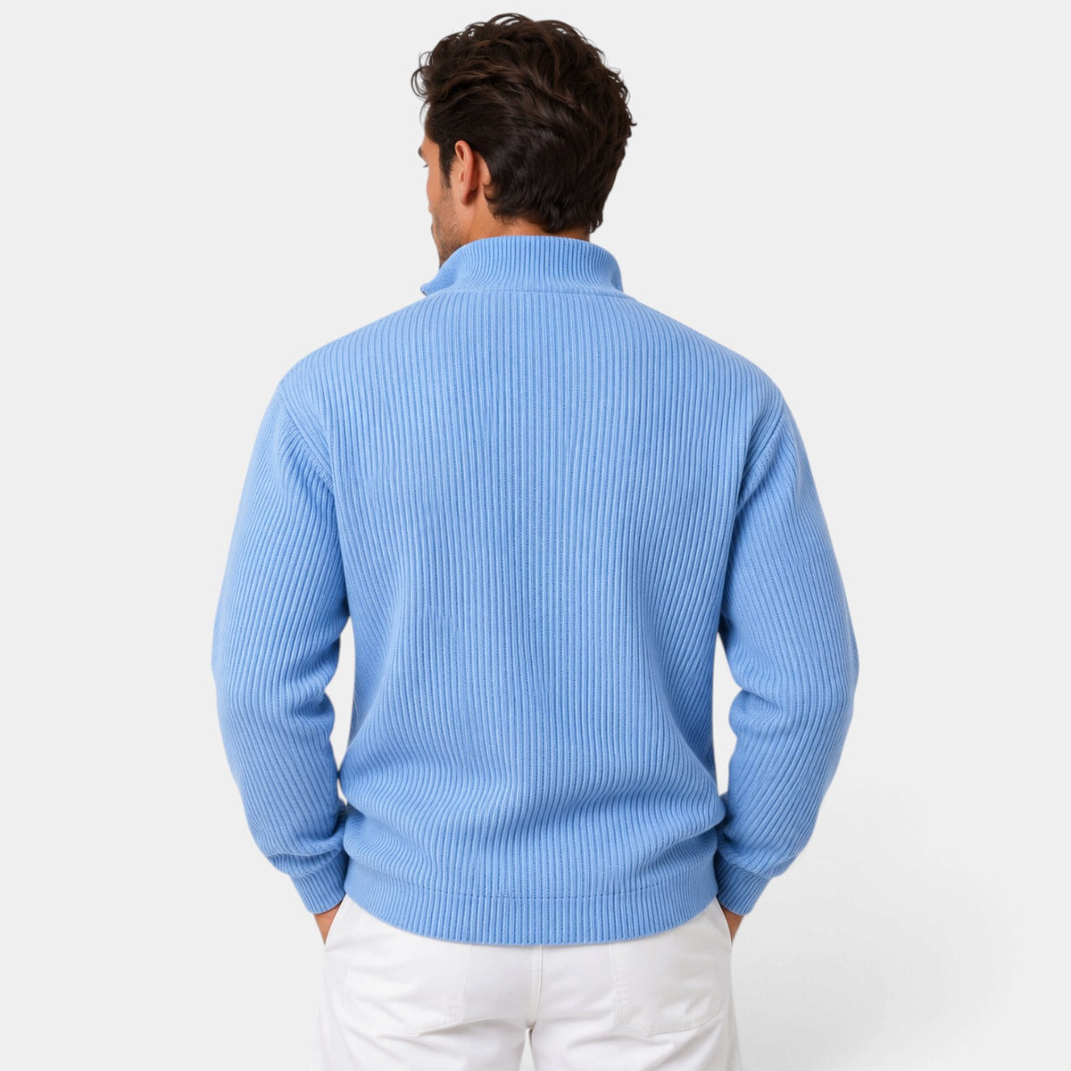 Men's Slim Fit Corduroy Zip-Up Sweater