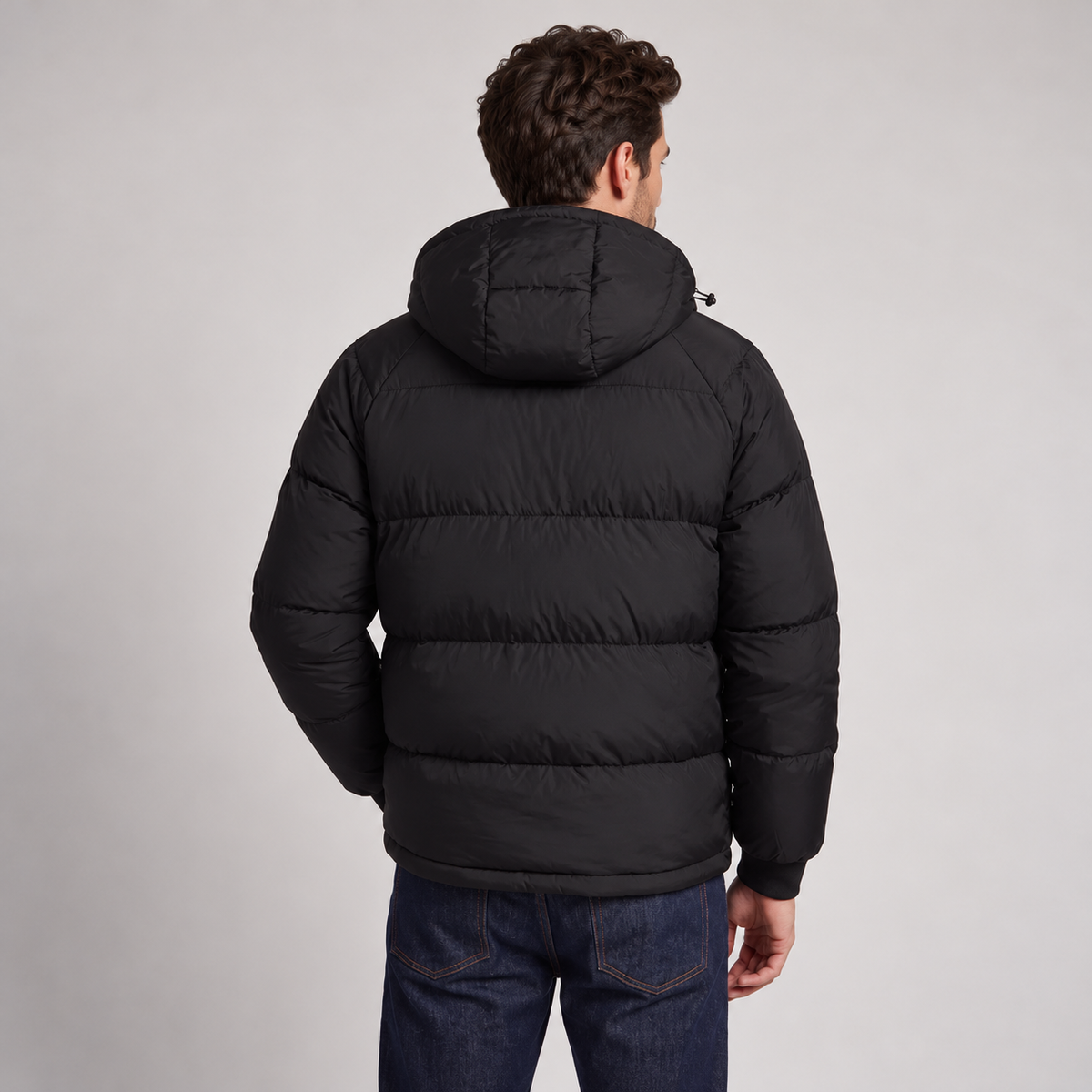 Chaqueta Acolchada con Capucha para Hombre, Cierre de Cremallera