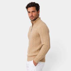 Men's Half-Zip Cable Knit Sweater