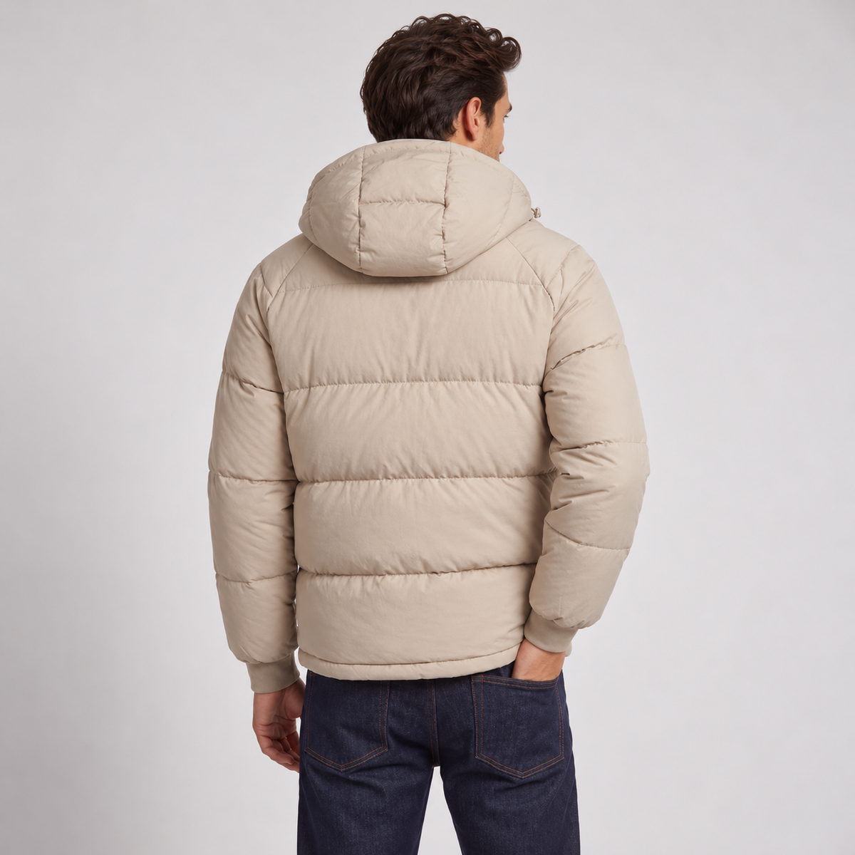 Chaqueta Acolchada con Capucha para Hombre, Cierre de Cremallera