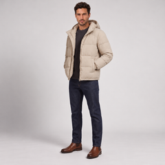 Chaqueta Acolchada con Capucha para Hombre, Cierre de Cremallera