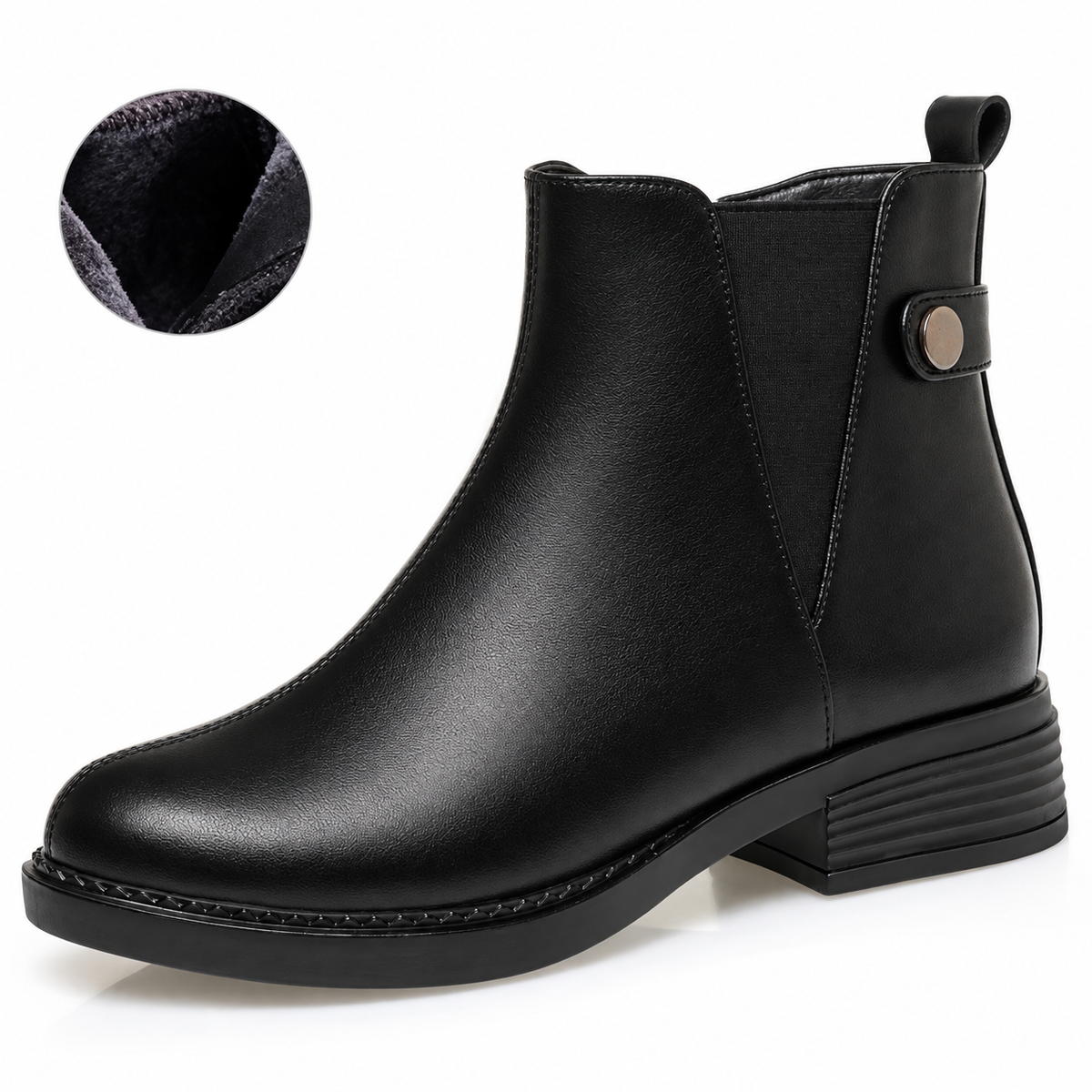 Women's Warm Lined Block Heel Boots - Winter Boots