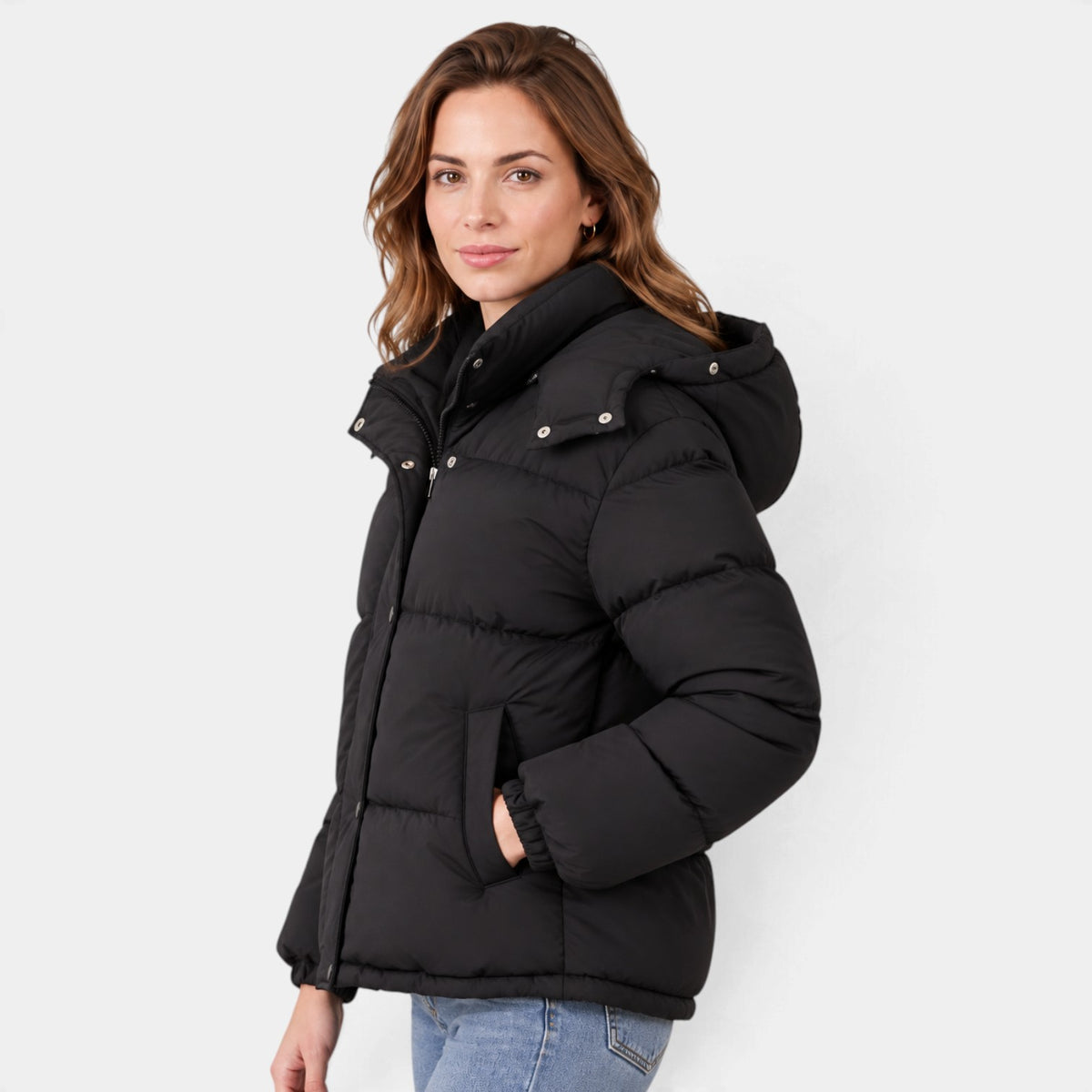 Abrigo Acolchado Oversize de Mujer con Capucha