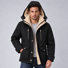 Chaqueta Hombre Impermeable con Capucha y Forro Polar