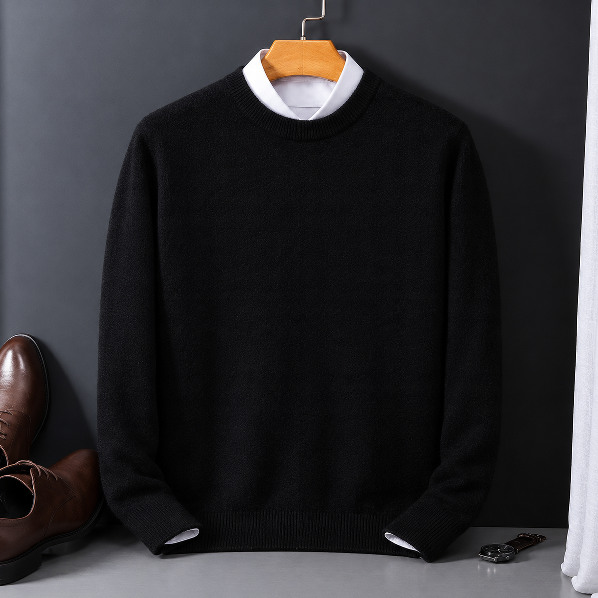 Men's Cashmere Crew Neck Sweater - Classic Pullover