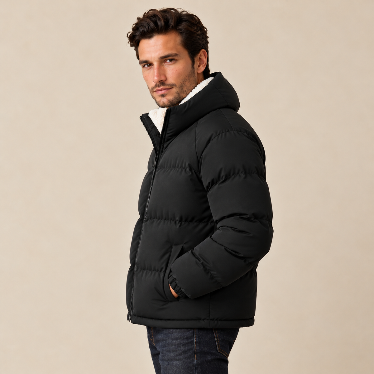 Chaqueta Acolchada Hombre con Forro Polar