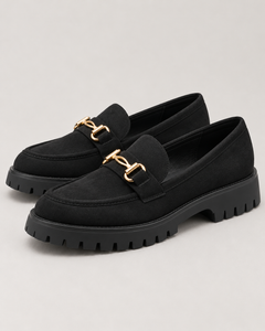 Women's Chunky Sole Loafers - Lug Sole Slip-On Shoes
