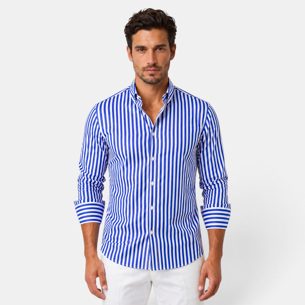 Men's Long Sleeve Regular Fit Striped Shirt
