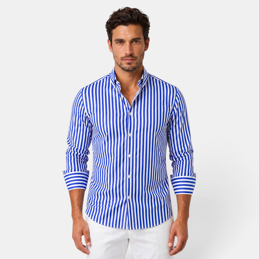 Men's Long Sleeve Regular Fit Striped Shirt