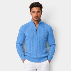 Men's Half-Zip Cable Knit Sweater