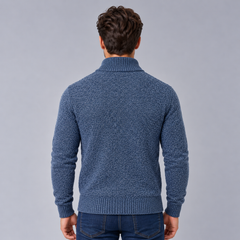 Men's Merino Wool Full-Zip Cardigan Sweater - Mock Neck