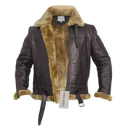 Cazadora Bomber Hombre en Piel con Cuello y Puños de Borreguito