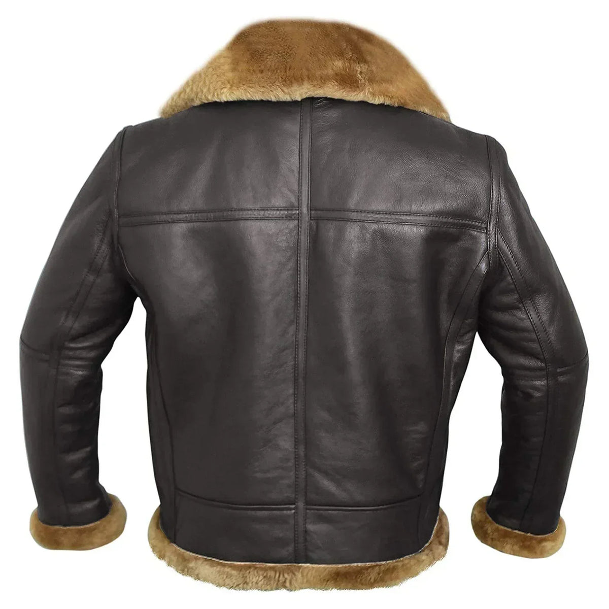 Cazadora Bomber Hombre en Piel con Cuello y Puños de Borreguito