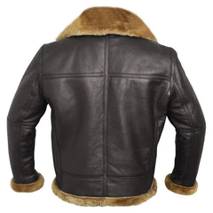 Cazadora Bomber Hombre en Piel con Cuello y Puños de Borreguito