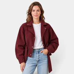 Chaqueta Bomber de Ante Oversize Mujer