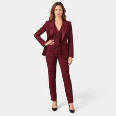 Traje de Tres Piezas Mujer Solapas de Pico