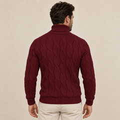 Men's Cable Knit Turtleneck Sweater - Chunky Pullover